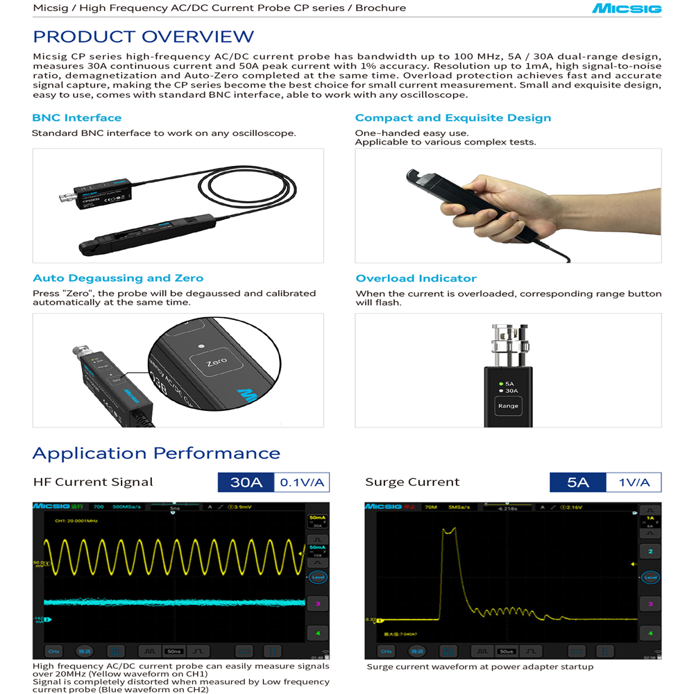 Micsig High Frequency CP1003B  - Current Probe Ac Dc 50Mhz Oscilloscope ulasan dan harga